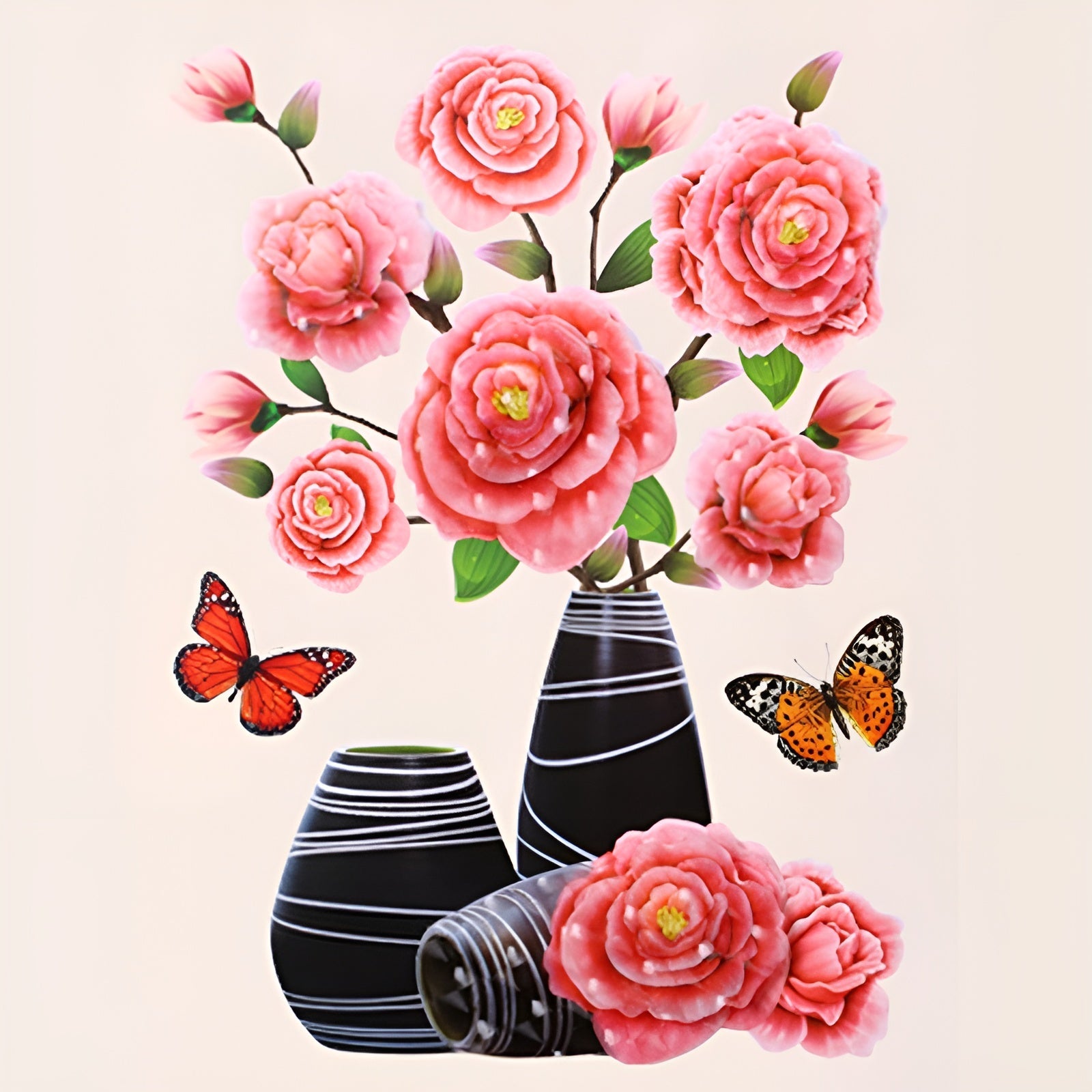 FloralSticker 2+2 GRATIS: Elegant Haus Dekor Selbstklebend Blumen Aufkleber