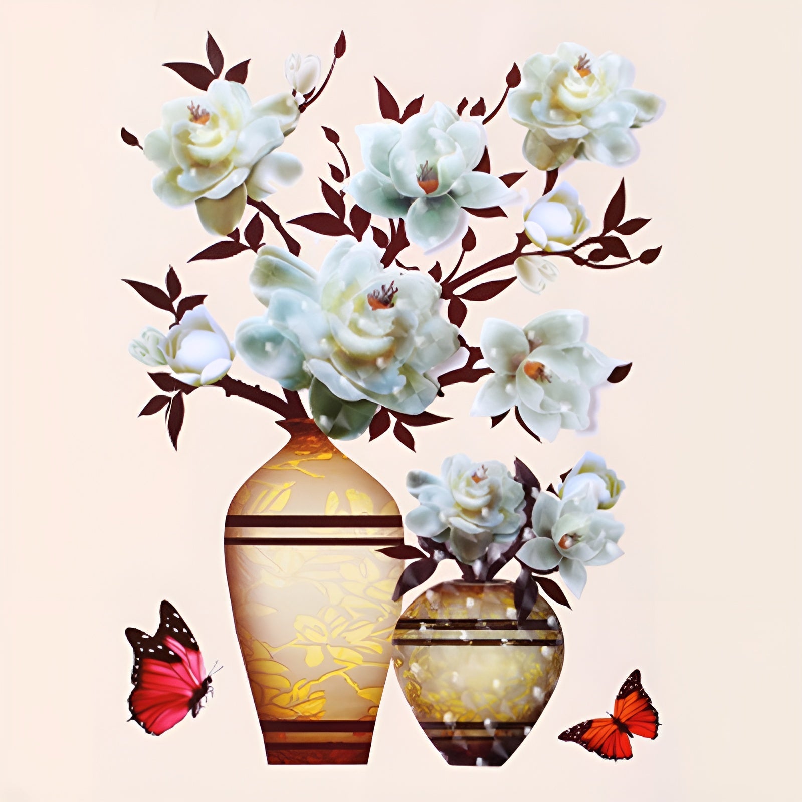 FloralSticker 2+2 GRATIS: Elegant Haus Dekor Selbstklebend Blumen Aufkleber