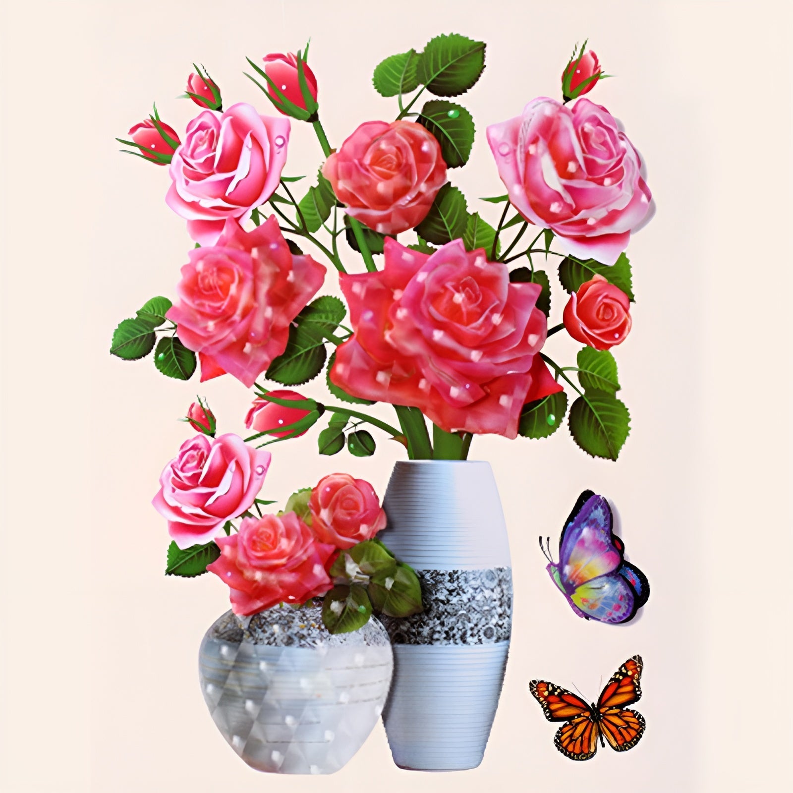 FloralSticker 2+2 GRATIS: Elegant Haus Dekor Selbstklebend Blumen Aufkleber