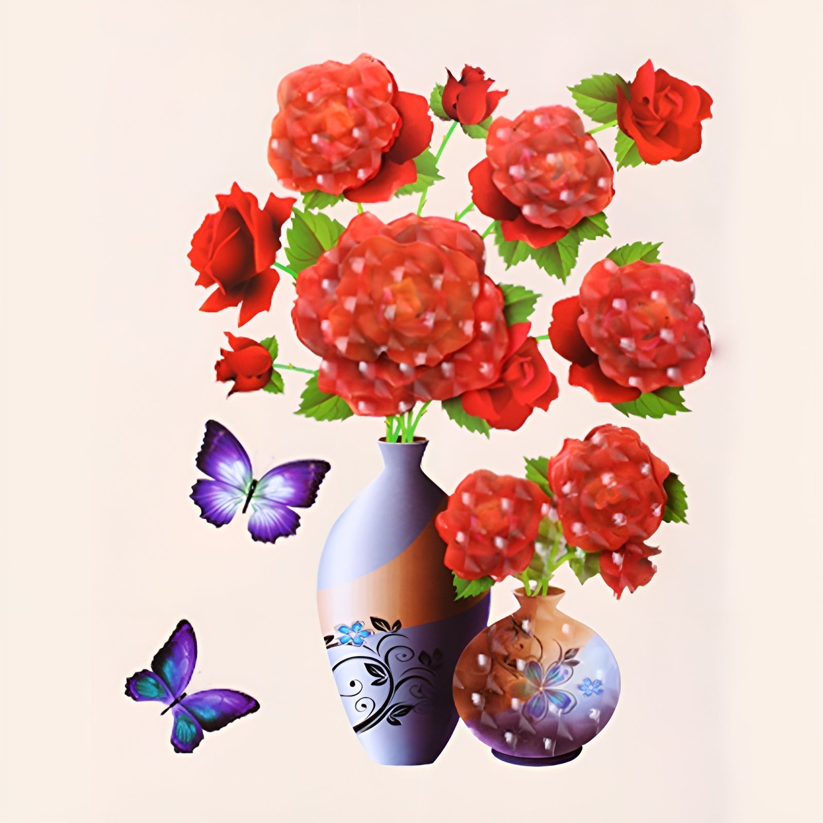 FloralSticker 2+2 GRATIS: Elegant Haus Dekor Selbstklebend Blumen Aufkleber